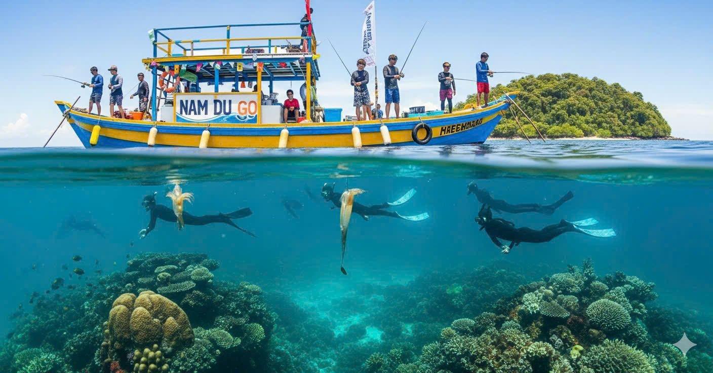 Tour Cano Nam Du - Checkin Hai Bờ Đập, Hòn Mấu Bè du lịch Hòn Lò, lặn san hô, chèo SUP